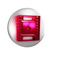 Red Camera vintage film roll cartridge icon isolated on transparent background. 35mm film canister. Filmstrip