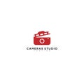 red camera wood studio production logo