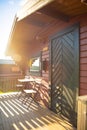 Red camping cabins for travelers in Sweden