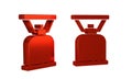 Red Camping gas stove icon isolated on transparent background. Portable gas burner. Hiking, camping equipment.