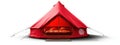Red Camping Tent with Spacious Interior Featuring Two Beds Isolated Royalty Free Stock Photo