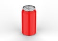 Red can mockup for beer, alcohol, juice, energy drink and soda, aluminium metal can mock up on isolated white background, 3d illus Royalty Free Stock Photo