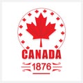 Red Canada Day 1876 maple leaf emblem icon Royalty Free Stock Photo