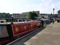 Red canal barge narrow boat