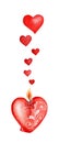 The red candle burns and hearts fly out of the flame. Royalty Free Stock Photo