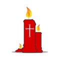 Red candle with a cross sign vector illustration Royalty Free Stock Photo