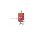 Red candle cute cartoon character with a board