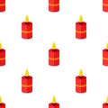 Red Candle Flat Icon Seamless Pattern
