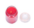 Red candle in house warmer jar Royalty Free Stock Photo