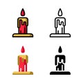 Red candle Icon Set Vector Illustration
