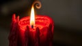 Background is softly blurred emphasizing the candle s vivid color and Royalty Free Stock Photo