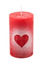 Red candle with printed heart