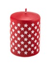 Red candle with printed small stars