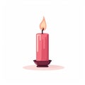 Romantic Pink Candlestick Icon - Minimalist 2d Illustration