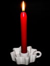 Red Candle in White Holder Royalty Free Stock Photo
