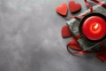 red candle on a wooden table red heart on a wooden backgroundred candle on a wooden background Royalty Free Stock Photo