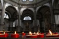 Red candles and church interior,venice, italy Royalty Free Stock Photo