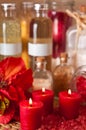 Red candles and oils Royalty Free Stock Photo