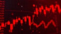 Red candlestick chart on a black background Royalty Free Stock Photo