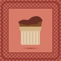Red candy card with a chocolate cream cake Royalty Free Stock Photo
