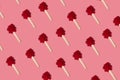 Red candy sweet pattern on the pink minimal background