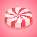 Red candy swirl icon, isometric style