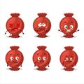 Red candy wrap cartoon character with nope expression