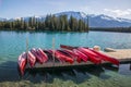 Red Canoes on a dock Royalty Free Stock Photo