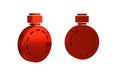 Red Canteen water bottle icon isolated on transparent background. Tourist flask icon. Jar of water use in the campaign.