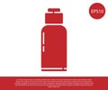 Red Canteen water bottle icon isolated on white background. Tourist flask icon. Jar of water use in the campaign. Vector Royalty Free Stock Photo