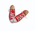 Red canvas shoes with white background Royalty Free Stock Photo