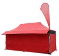 Red canvas tent for selling food on the street isolated