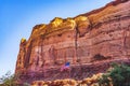 Red Canyon Cliff US Flag Monument Valley Utah