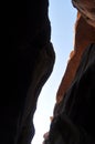 Red canyon in Israel near Eilat. Picturesque and undulating rocks hollowed out by rain in sandstone in the Negev desert