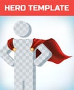 Red cape. Super hero cloak. Superhero cover. Cartoon carnival clothes. Power sign. Leadership concept. Red hero cape