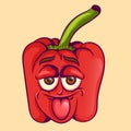 Red capsicum pepper (bell pepper) cartoon Vector.
