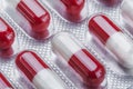 Red capsules. Medicine. The science. Pills for diseases Royalty Free Stock Photo