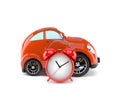 Red car with alarm clock Royalty Free Stock Photo