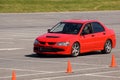 Red car during autocross event 1 Royalty Free Stock Photo