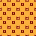 Red Car battery icon isolated seamless pattern on brown background. Accumulator battery energy power and electricity