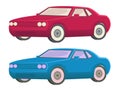 Red Car and Blue car illustration Royalty Free Stock Photo