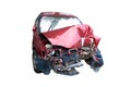 Red car The car was hit by an accident isolate on white background Royalty Free Stock Photo