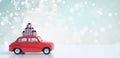 Red Car Carrying Christmas Gifts 3d render Royalty Free Stock Photo