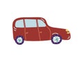 Red Car City Vehicle Transport, Side View Cartoon Vector Illustration Royalty Free Stock Photo