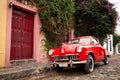 Red car in Colonia del Sacramento, Uruguay Royalty Free Stock Photo