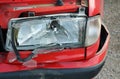 Red car crash - broken front light Royalty Free Stock Photo