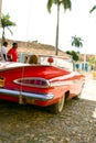 Red car in Cuba Royalty Free Stock Photo