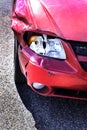 Red Car Damaged Headlight Smashed Bumper Crash Royalty Free Stock Photo