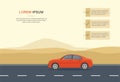 Red Car Drive on Road in the Desert Vector Illustration Royalty Free Stock Photo