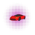 Red car icon, comics style Royalty Free Stock Photo